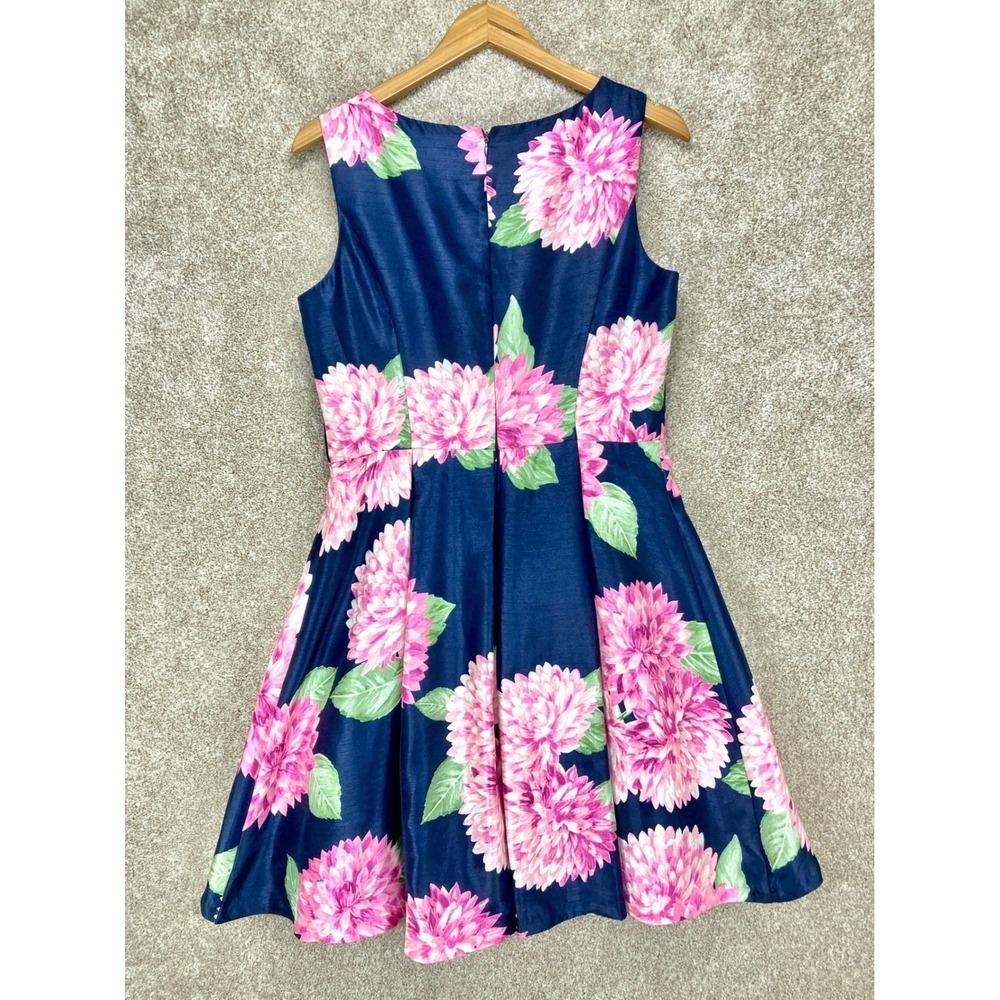 Jessica Howard Floral Fit & Flare Dress Womens 8 Navy Pink Summer Spring Party - Picture 4 of 12